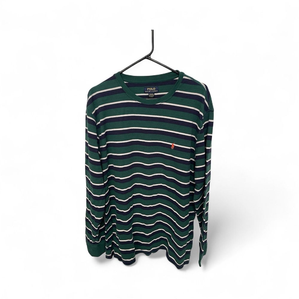 Polo by Ralph Lauren Navy and White Striped Crewneck